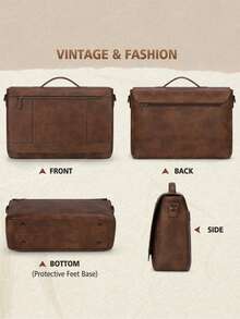 NEWHEY Bolso de mensajero de cuero para hombres, bolso para portátil de 15.6 pulgadas, maletín vintage, bolso grande para computadora, bolso bandolera para la universidad, el trabajo, los negocios y la oficina - Marrón - Ver 4