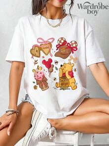 Disney Authorized Short Sleeved  Printed T-Shirt, Graphic Tees, Cotton Graphic Tees,Funny Graphic Tees,Suitable For Family Travel And Vacation. Mother's Day T-Shirt, Suitable For Both Men And Women. Cotton T-Shirt, Comfortable And Breathable. - trắng - Xem 2