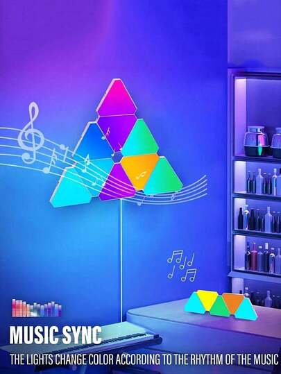 12/10/6/3pcs Smart RGB Triangle LED Lights, Can Connect To DIY Your Own Wall Lamp & Night Light, Sync With Music Rhythm, Perfect Home Decor For Bedroom, Living Room, Gaming Room, Party & Gift!