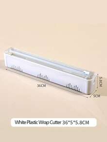 1 pieza Cortador reutilizable de película adherente, dispensador ajustable de envoltura adherente con caja de almacenamiento, cortador de papel de aluminio con caja de almacenamiento, adecuado para encimera y cajón - Multicolor - Ver 4