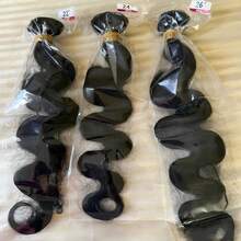 3 Bó Tóc Uốn Sóng Tự Nhiên, Tóc Thật Brazil, Màu Đen Tự Nhiên, 12A, Tóc Dệt, Tóc Nối - Natural Black - Xem 2