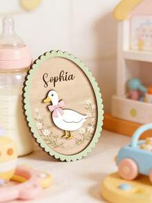 Personalized Birth Name Plaque: Customized Wooden Plaque With Rabbit, Gosling Or Chick Silhouette, Each Engraved With Unique Name. Birth Announcement Plaques, Decorative Gift Tags, Nursery Name Sign. Personalized Gift For New Moms And Parents. - Multicolor - View 6