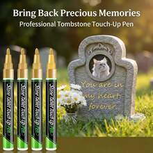 1pc Gold Gravestone Marker Pen | Restores Faded Text On Gravestones And Granite Surfaces, Weather-Resistant, Quick-Drying Oil-Based Fine Tip, Designed For Cemetery Maintenance And Marble/Tile Color Restoration - Apricot - View 2
