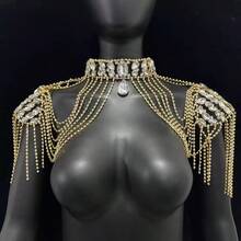 1pc Women's Luxurious Crystal Tassel Shoulder Chain, Suitable For Wedding Bride Off-Shoulder Dress, Crystal Glass Accessory - Tassel Shoulder Chain - View 11