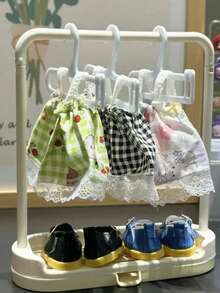 For Labubu 1-12pcs Multifunctional Plastic BJD Drying Rack For 15-17cm Doll Clothes, Adjustable Clothes Storage Hanger, White Shoe Rack, Accessory Display With Non-Slip Base And Kitchen Water Filter Function - Multicolor - View 6