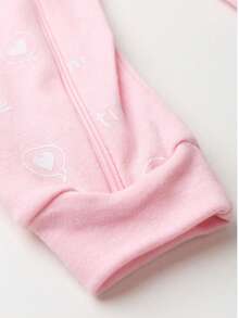 Baby Jumpsuit In Printed Suedine Fabric With Zipper (Newborn/Small/Medium/Large) - Baby Pink - View 3