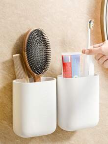 1 chiếc giá đựng bàn chải và kem đánh răng treo tường phòng tắm, chống gỉ. - trắng - Xem 7