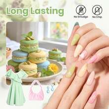 Beetles Pastel Nail Polish Set - Pistachio Whispers, 6 Colors Spring Nail Polish Quick Dry Set, Spring Nails Art, Long Lasting Manicure Salon DIY Home Easter Nails Gift For Her - ColorJ - 查看 6