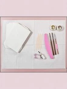 1包一次性防水防污美甲桌垫，清洁工具，睫毛嫁接纸 - 白色 - 查看 6