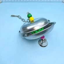1pc Large Bell Parrot Chewing Toy, Interactive Stainless Steel Bell Bird Toy To Relieve Boredom, Suitable For Parrot And Small Bird Cage Accessories - View 10