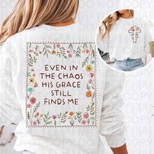 [New Products Arrive With Great Power] His Grace Finds Me Boho Christian Wildflower Png,  Christian Front Back Shirt Design, Religious Cross Sublimation, Everyday Women Png Unisex T-Shirts For Summer Outings - trắng - Xem 7