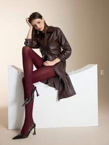 MOIRÉALLURE 1雙女款純色時尚緊身褲，適合日常搭配與夜店風格 - 酒紅色 - 查看 7