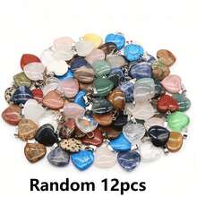 6/12/20 Mặt dây chuyền hình trái tim bằng pha lê, đá quý tự nhiên như mã não xanh, mắt hổ, thạch anh tím, hạt hình trái tim bằng thạch anh, nguyên liệu làm đồ trang sức, quà tặng - Mặt dây chuyền hình trái tim - Xem 17