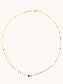 1 pieza Collar de plata de ley 925 con perla de agua dulce natural/ágata negra/turquesa/lapislázuli, elegante y minimalista para uso diario y bodas, cadena apilable - Dorado - Ver 17