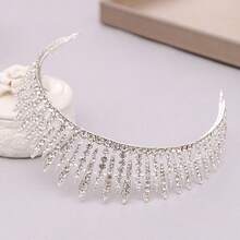 1 chiếc vương miện cài tóc đa năng màu bạc dành cho nữ, vương miện công chúa đính đá lấp lánh, phụ kiện tóc chụp ảnh cưới, trình diễn thời trang, sinh nhật, sang trọng và thanh lịch. - Nhiều màu - Xem 2