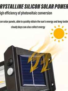 Luces Solares Comerciales de Pared para Uso Exterior, con Sensores de Movimiento y Control de Luz, con Tres Modos Adecuados para Patios, Exteriores, Porches, Terrazas y Entradas - Negro - Ver 7