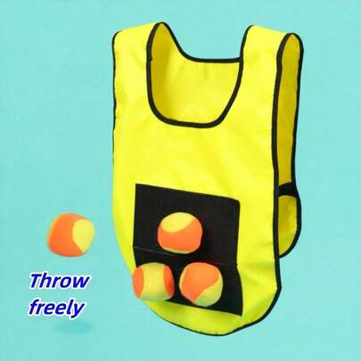 1 套（1 件背心 + 3 个软球）户外追逐游戏、家庭互动躲避球粘性背心、家庭/派对/户外节日比赛、休闲娱乐活动、挑战团体运动游戏、节日礼物