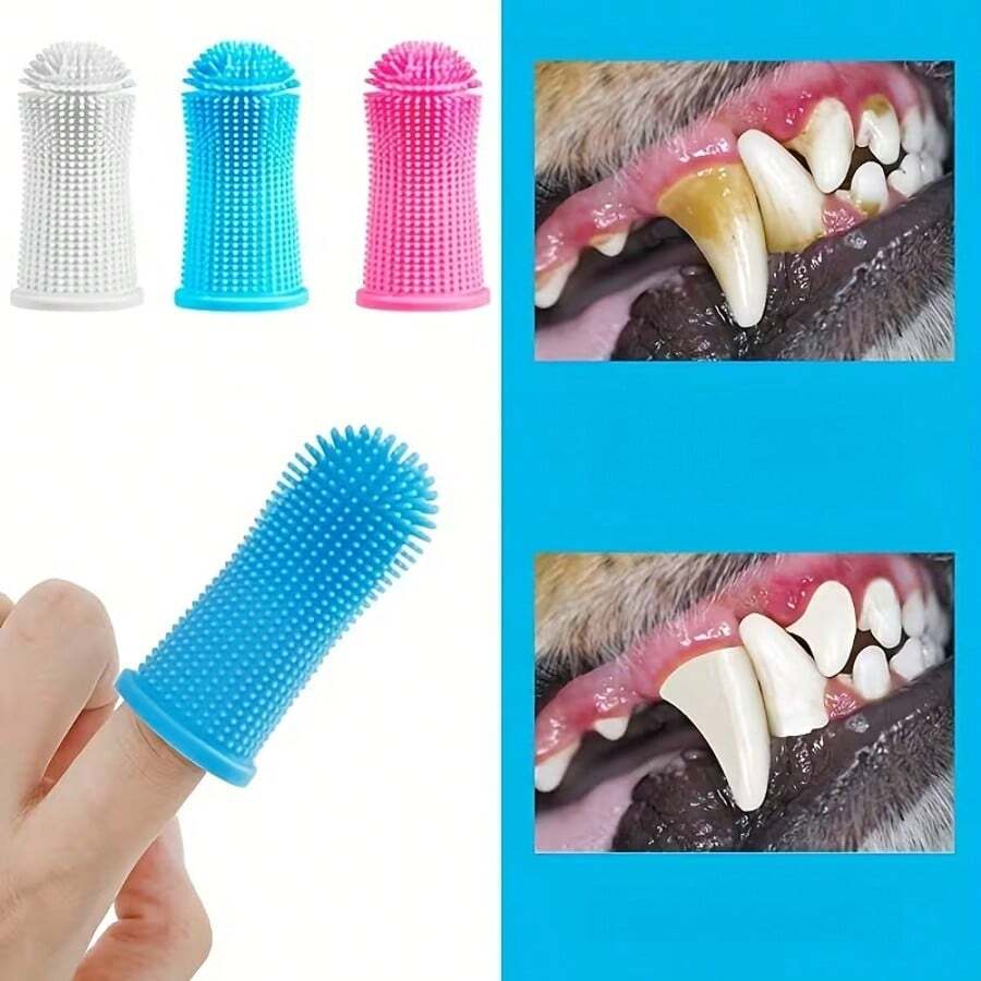 Pet Finger Toothbrush, Silicone Toothbrush, Puppy & Kitten Finger Brush, Suitable For Small Dogs And Cats