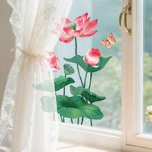 Hình dán cửa sổ hoa sen và bướm, tự dính, dễ dàng tháo gỡ, mang lại cảm giác tươi mới cho phòng khách, lối vào, phòng học, phòng ngủ, tô điểm thêm vẻ lãng mạn mùa hè trên cửa kính! - hoa sen - Xem 4