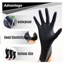 100pc Disposable Nitrile Black 3.5-Mil Latex Free Tattto Nail Hair Salon Cleaning Gloves Tattoo Supplies Valentines Nail Supplies Valentines Gifts Household Items - Black - View 8
