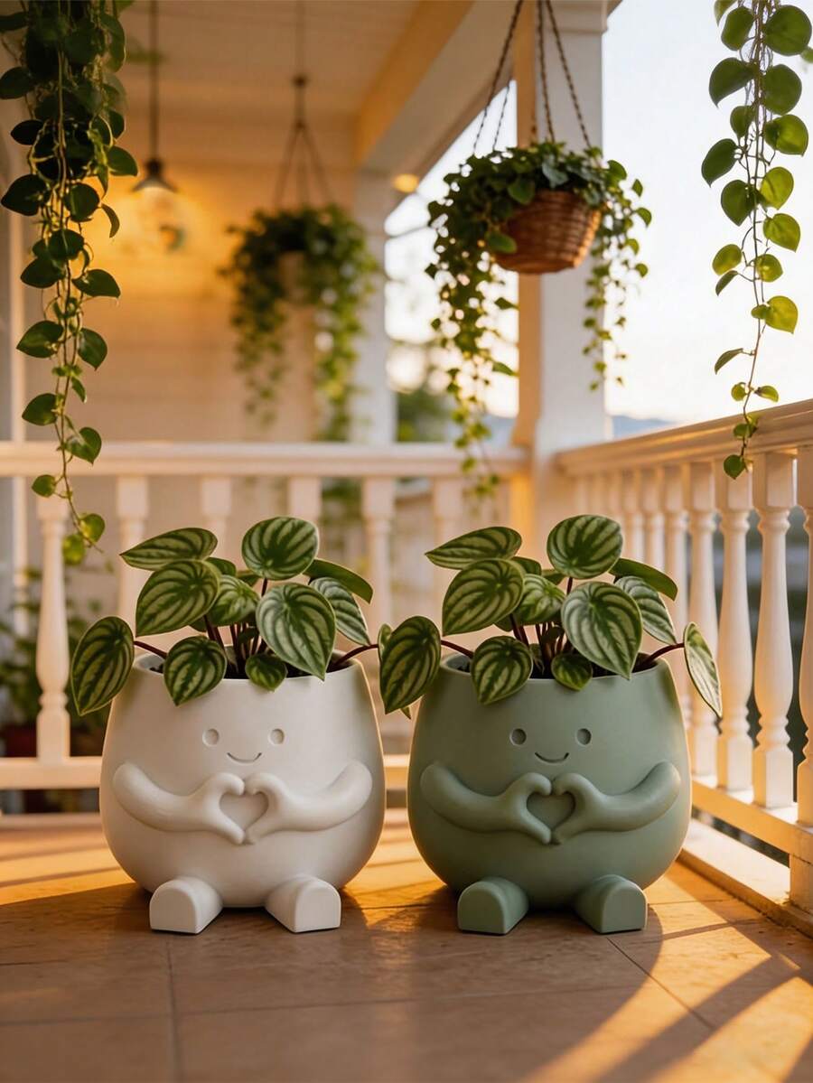 1个迷你多肉植物花盆，适用于办公桌，是种植香草或多肉植物的理想容器，也是理想的园艺礼品和家居装饰品，塑料材质。 - 多款 - 查看 1