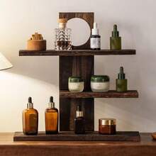 Estantería de exhibición de madera de 3 niveles, adecuada para almacenamiento y exhibición de perfumes, exhibición de muñecas, aplicable para vacaciones en la playa, baño, dormitorio, gran capacidad - color madera - Ver 18