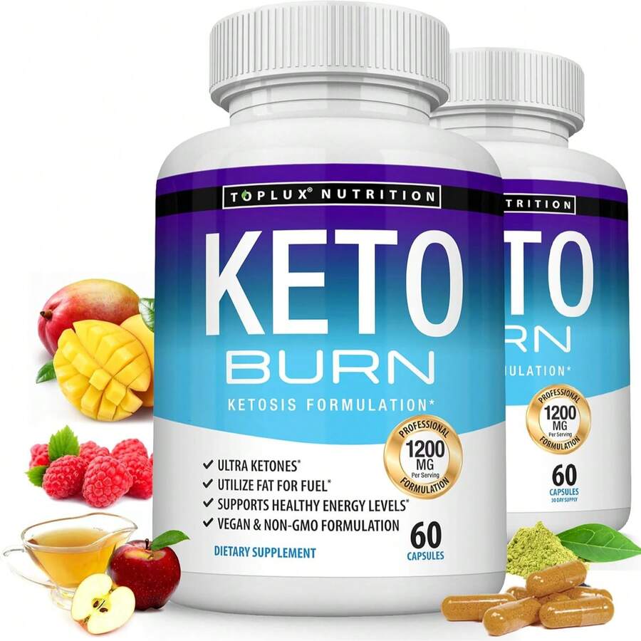 Toplux Keto Burn Pills Ketosis Weight Loss - 1200 Mg Ultra Advanced Natural Ketogenic Fat Burner Using Ketone Diet For Men Women 60 Capsules Supplement - 200G - Xem 1