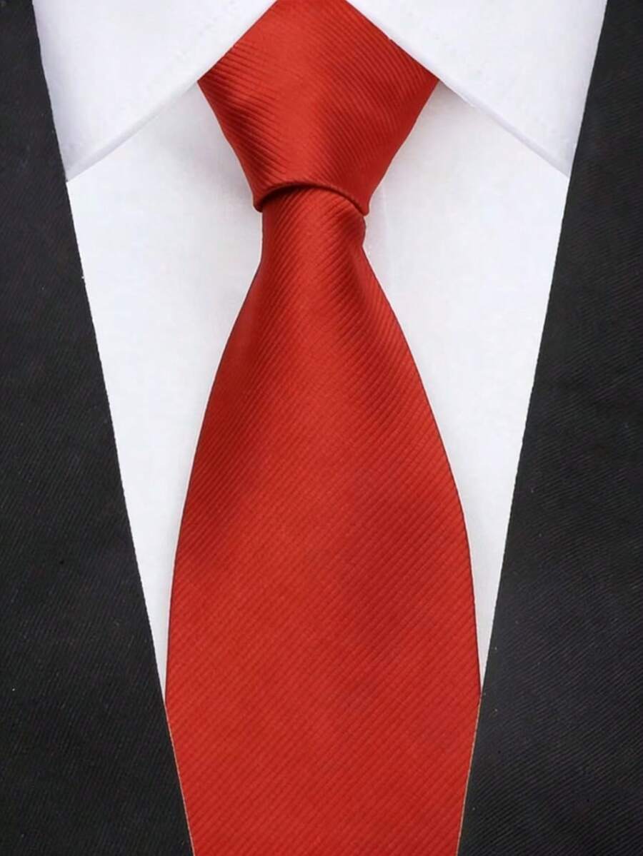 1条8厘米男士纯红色经典休闲领带 - 紅色 - 查看 1