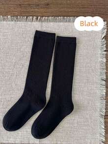 1 Pasang Kaos Kaki Anak Warna Polos Setinggi Betis, Cocok Untuk Anak Laki-Laki dan Perempuan, Pemakaian Sehari-hari, Musim Semi/Musim Gugur - MultiWarna - View 26
