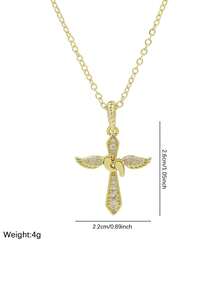Mặt dây chuyền hình thánh giá mạ đồng 18k kiểu cổ điển, thời trang và đa năng dành cho nữ. - Nhiều màu - Xem 14
