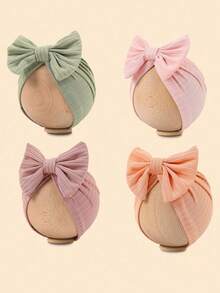 Suitable For Newborn Girls And Boys. Features A Bow Decoration And Is Suitable For Babies Aged 1-12 Months To Wear With Outfits. Made With A Knitted, Hand-Sewn Technique, The Fabric Is Elastic. This Headband Cap Is A Beautiful Headwe - Multicolor - View 7
