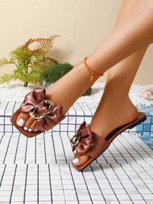 Chain Decor Sandals, Fashion Must-Have For Summer, Open-Toe Design, Comfortable And Stylish, Suitable For Casual Outings And Various Activities - Brown - View 7