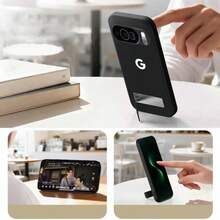 Ốp lưng bảo vệ điện thoại bằng nhung có chân đế, tương thích với Pixel 6, 6 Pro, 6a, 7, 7 Pro, 7a, 8, 8 Pro, 8a, 9, 9 Pro, 9a, 10, 10 Pro, 10 Pro XL, 10a - Xanh đậm - Xem 2