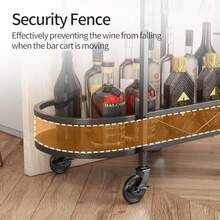 GILLAS Carrito de Servicio con Ruedas Carrito de Bar para Hogar Carrito de Vino de 2 Niveles Cantina Bar Mueble para Casa Carrito de Almacenamiento de Metal para Cafe Bufetera Comedor Cocina  855594 - como en la foto - Ver 7
