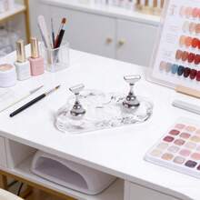 1个心形和熊图案可重复使用磁性亚克力美甲展示架，云朵形便携式假指甲展示架，美甲工具 - 彩色 - 查看 14