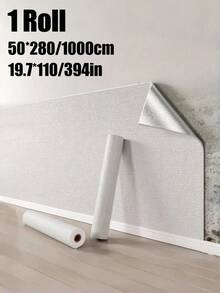 Brodark 1卷 50cm*280cm/1000cm 白色粗糙自粘防水壁纸，亚麻纹理，全屋装修墙面覆盖，大面积墙面遮盖 - 1卷 - 查看 3