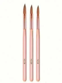 3 piezas de brochas de uñas acrílicas color rosa - #8/#10/#14, brochas de uñas Kolinsky aptas para extensión de uñas acrílicas y tallado 3D, inodoras, aptas para regalos, viajes y citas - Multicolor - Ver 12