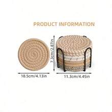 1Pc Drink Coasters With Holder, Minimalist Table Woven Coasters,Kitchen Table Heat-Resistant Coasters And Thick Insulation Pads,4 Colors Absorbent Coaster Set For Home Decor Tabletop Protection Suitable For Kinds Of Cups, 4.3 Inches - Multicolor - View 6