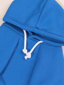 1 pieza Sudadera básica cómoda y cálida de color de dopamina, adecuada para gatos y perros, para interiores y exteriores - azul real - Ver 9