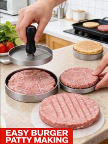 1个汉堡肉饼压模 + 100张汉堡烘焙纸，圆形肉饼模具，汉堡面包制作器，铝制汉堡肉饼模具，适用于制作汉堡、肉饼、肉丸、烧烤，厨房烹饪工具，学习用品，返校季必备 - 彩色 - 查看 2