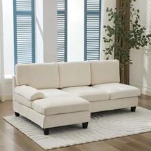 Large Sofa And Sofa 194*118*81 Cm, 3 Seater Sofa Ecksofa Für Wohnzimmer, Wohnung, Lounge Und Schlafzimmer – L-Förmiges Schlafsofa, Freizeitsofa, Beige, Leinen - 米色 - 查看 3