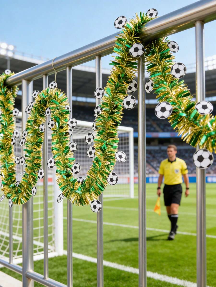 1pc 78.7 Inch Football Themed Decorative Striped Ribbon, Bar/Shopping Mall/Restaurant Event Decor, Atmosphere Decoration, Football Fan Gift - Multicolor - View 1