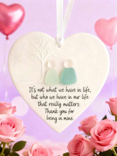 1pc 2D Heart-Shaped Acrylic Friendship Decor, Eternal Love Memorial - Valentine's Day Pendant, Acrylic Art, Suitable For Your Beloved/Valentine's Day/Wedding/Anniversary