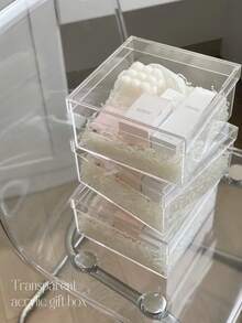 1 Hộp Quà Acrylic Trong Suốt Có Nắp, Hộp Quà Cưới Cao Cấp, Hộp Quà Cầm Tay, Hộp Quà Sinh Nhật, Hộp Kẹo, Kích thước 7.87x7.87x3.9 Inch, Thích Hợp Cho Các Sự Kiện Trang Trí, Hộp Tiết Kiệm, Quà Lưu Niệm Tốt Nghiệp, Quà Tặng Tiệc Tụng, Quà Tặng Khai Giảng, v.v. - Màu trong suốt - Xem 3