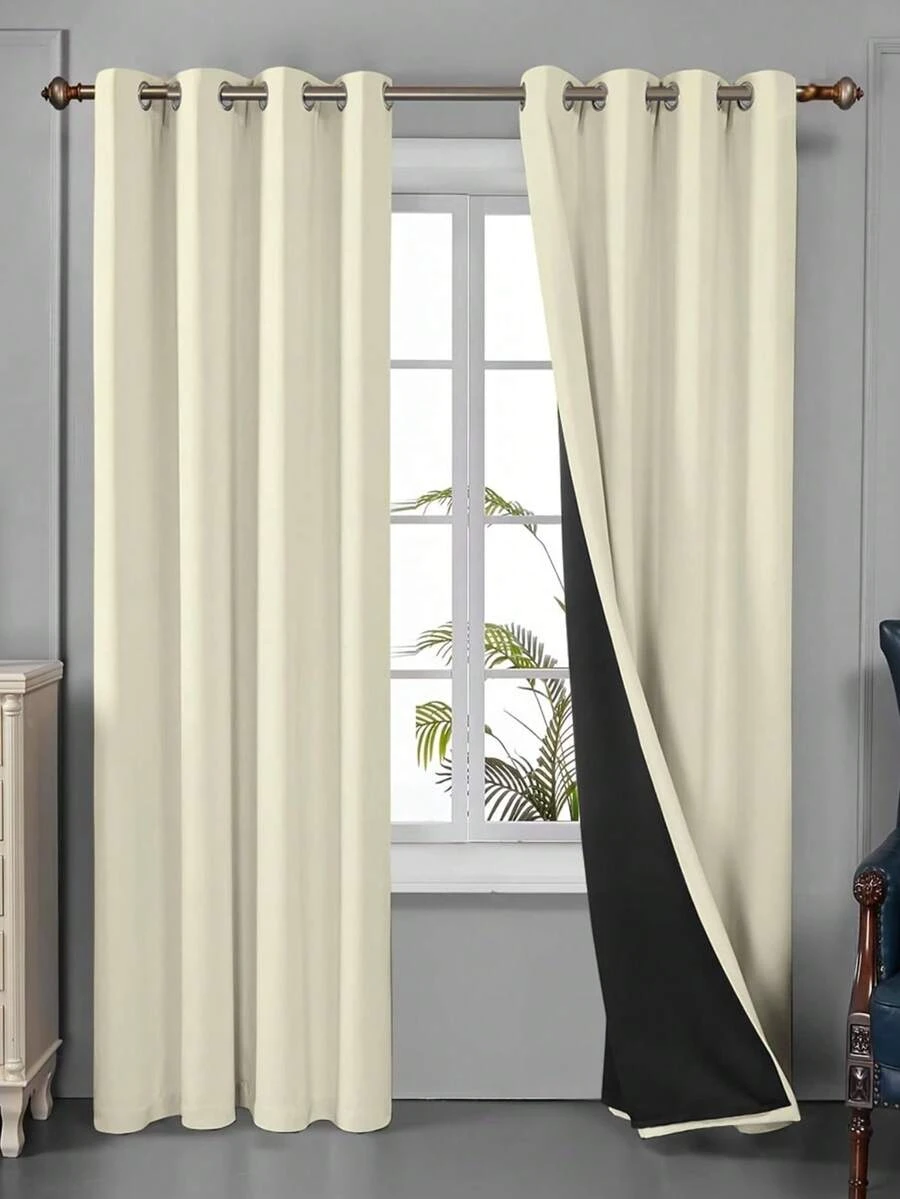 [Lựa chọn phổ biến] Bộ 1 rèm cửa cản sáng có khoen cài, kèm lớp lót mềm mại, giúp làm tối phòng và chắn nắng cho phòng ngủ và phòng khách. - Nhiều màu - Xem 1