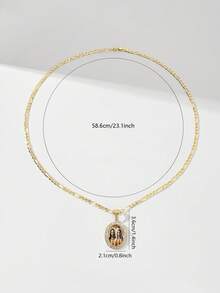 这款复古彩色圣母玛利亚锁骨项链，镶嵌锆石，采用14K镀金铜材质，营造出高端复古质感。色彩斑斓的瓜达卢佩圣母像栩栩如生，锆石镶边更添精致光泽，整体小巧轻盈。 - 金黃色 - 查看 4