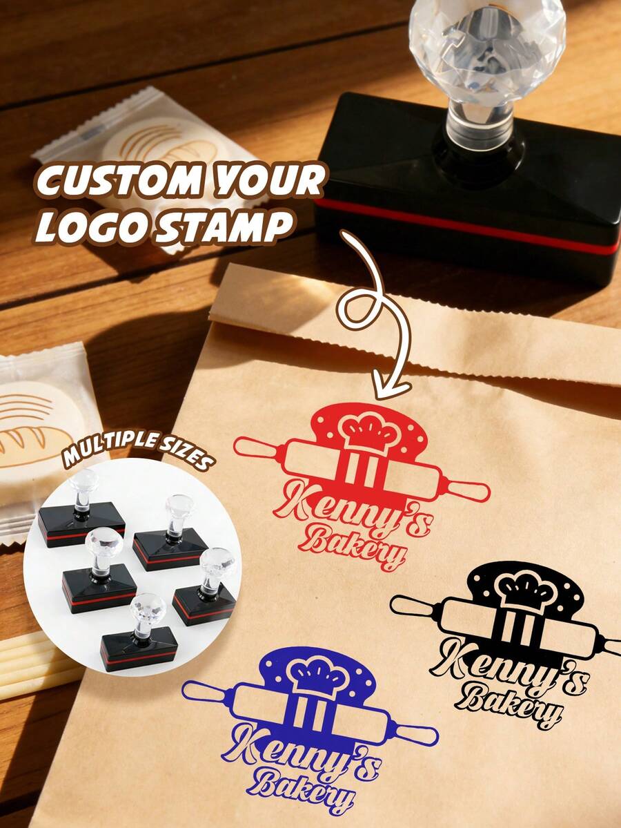 Customized Logo Stamp, Personalized Baking Brand Stamp, Self-Inking Decorative Tool For Packaging Envelopes, Creative Store Identification Small Business Gift - Style B - View 1
