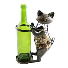 Kitty Cat - Soporte de metal para botellas de vino y corcho - Marrn - Ver 5