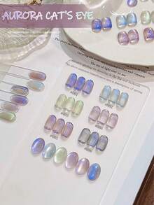 Miss Leia 1-6 Esmalte de uñas en gel de bola de cristal de ojo de gato de 15 ml para primavera/verano, esmalte de uñas de ojo de gato blanco porcelana de cristal claro a la luz de la luna, base transparente de gel de color, adecuado para principiantes, curado UV/LED, semi-permanente, adecuado para salones, DIY, fiestas de vacaciones, regalos para damas, suministros de arte de uñas - Multicolor - Ver 2
