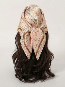 1 chiếc khăn vuông in họa tiết đơn giản 70cm, khăn bandana mùa xuân mới cho nữ, đa năng dùng làm khăn thắt eo, băng đô, khăn quàng cổ thời trang. - Màu Khaki - Xem 2